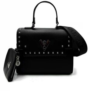 Valentino Orlandi Black Satchel Bag with Gunmetal Studs